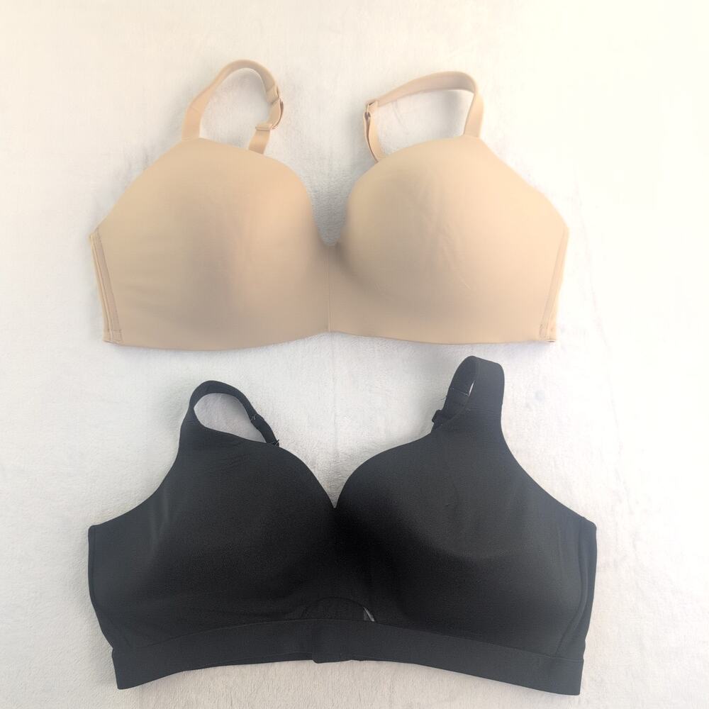 Cacique (2) Lightly Lined No Wire T Shirt Bras Black / Tan 46DD